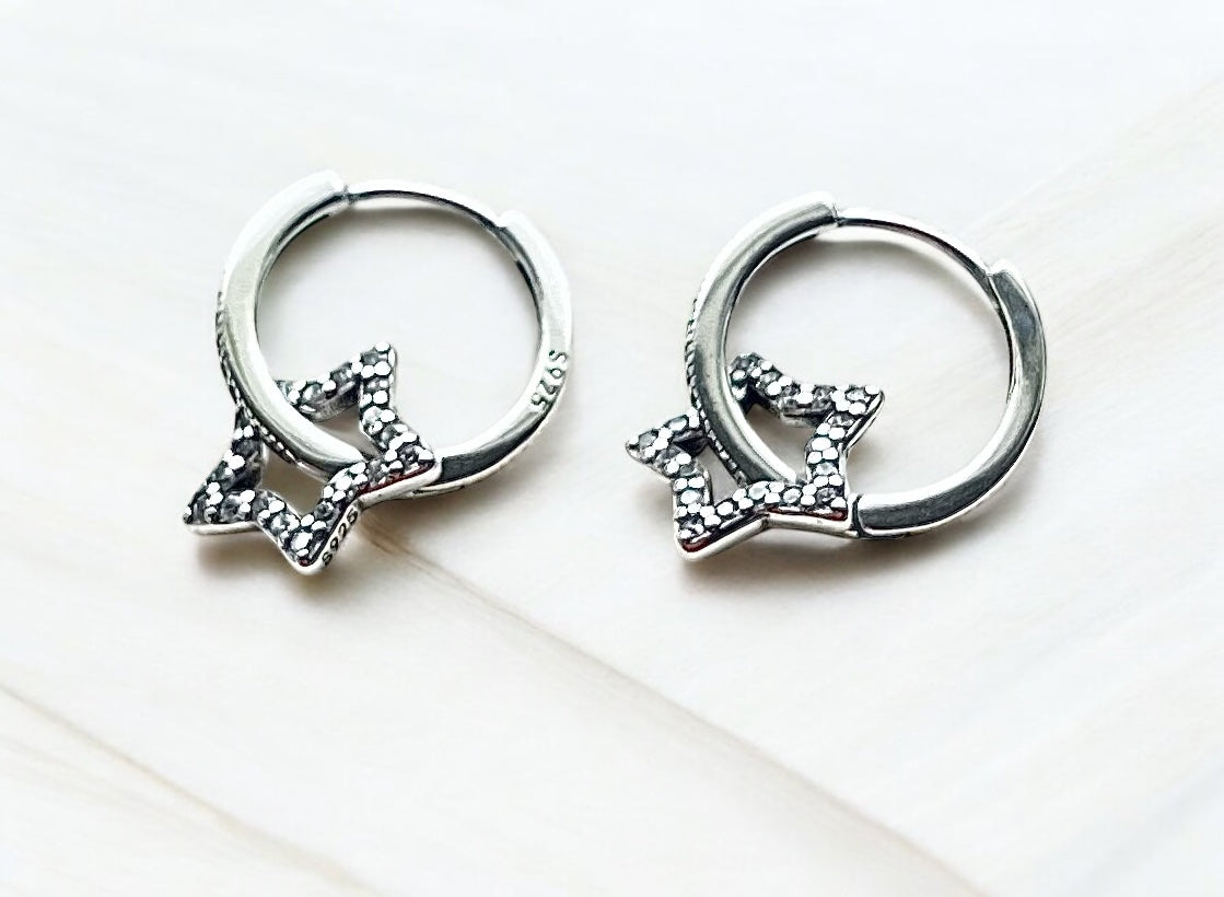 Star Charm Hoops