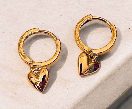 Heart drop Hoop Earrings