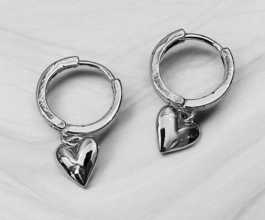 Heart Drop Hoop Earring