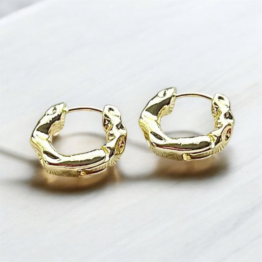 Vintage Gold Hammered Hoops