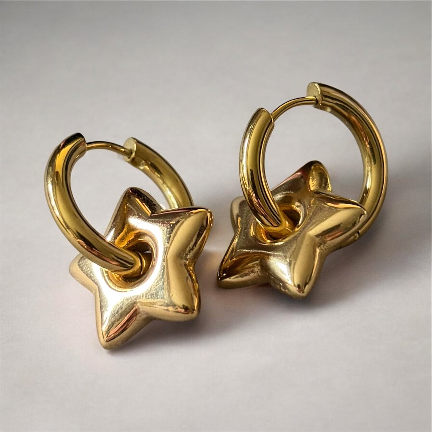 Star Charm Hoops (Gold)