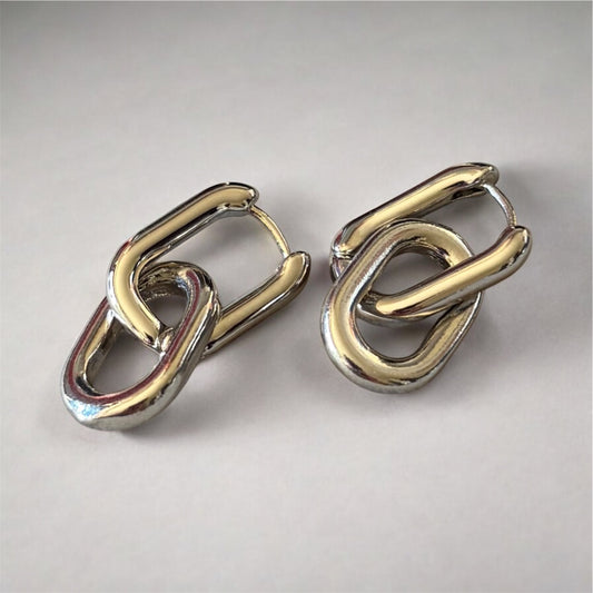 U Shape Geometric Hoops (Silver)