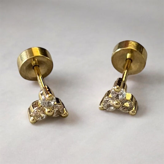 Three Petal Studs (Gold)