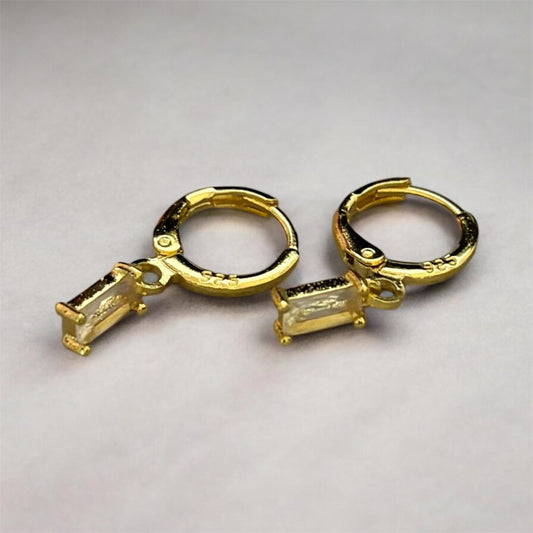 Rectangle Droplet Hoops (Gold)