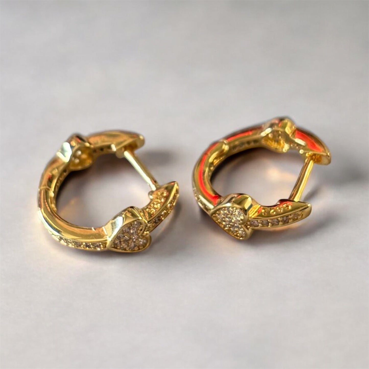 Sparkle Heart Hoops (Gold)